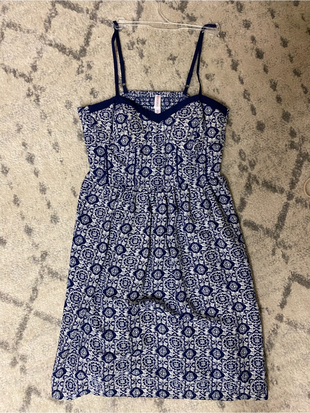 Xhilaration Navy and White Printed Mini Sundress